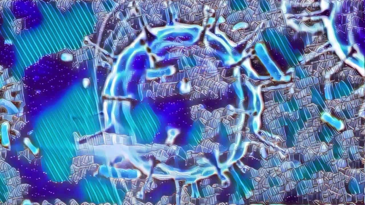 파란색 회전하는 코로나 바이러스 바이러스의 3d 애니메이션