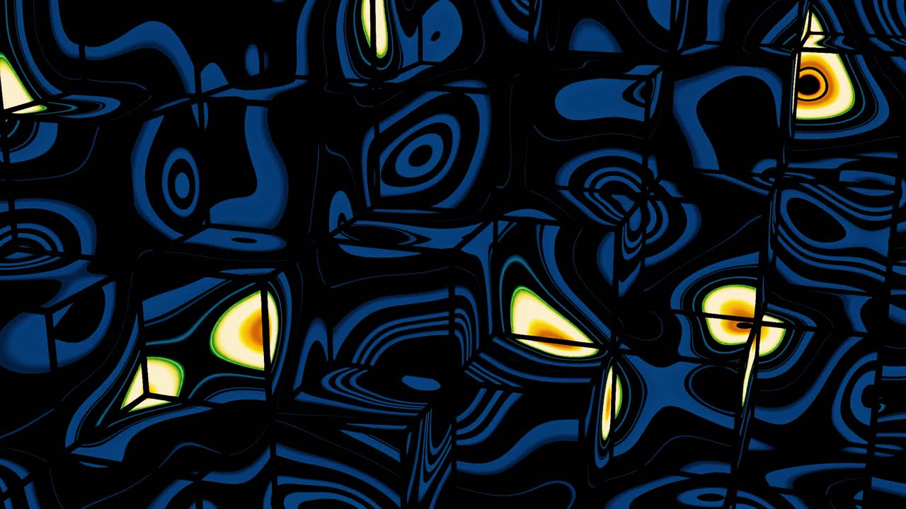 Abstract Geometric Pattern in Blue, Black, Yellow, and Green