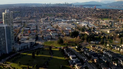 Scenic-View-Of-Urban-Town-And-City-Center-In-Burnaby---aerial-shot