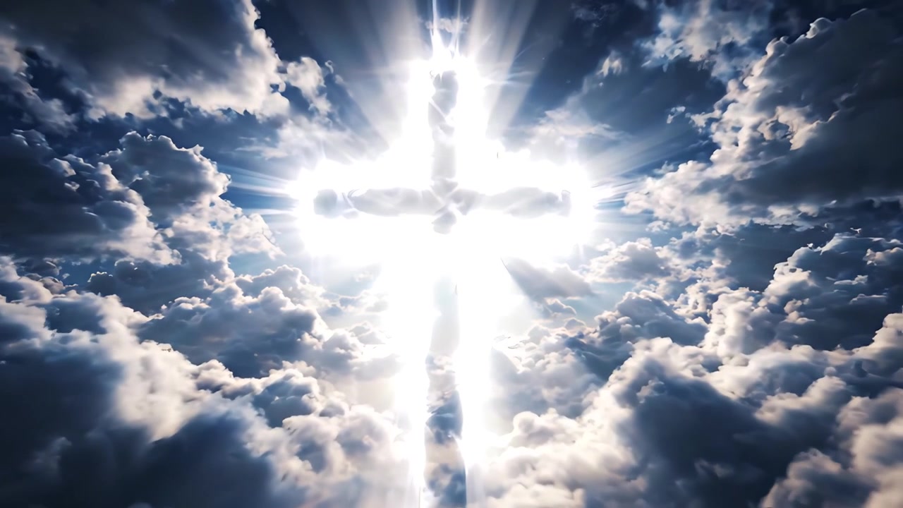 Sfondo per Adorazione 4K: Croce Cristiana e Luce Celeste
