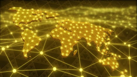 global network connections and data flow animation over world map