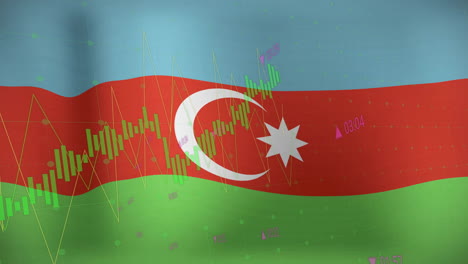 Animation-of-graphs-processing-data-over-flag-of-azerbaijan