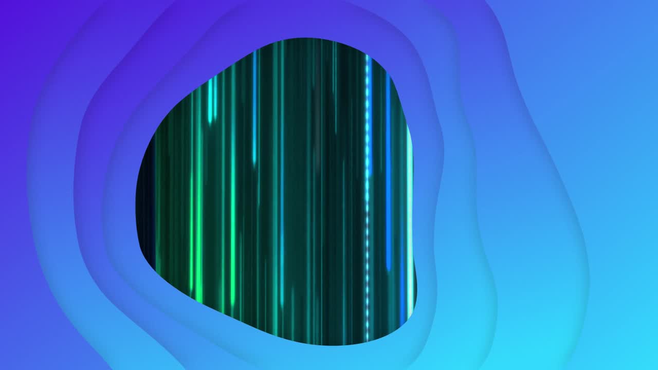 Animation of neon blue trails falling over blue tunnel