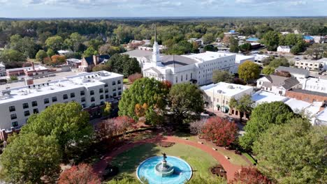 LaGrange-Georgia-aerial-push-in-in-Fall-with-Autumn-Leaf-Color