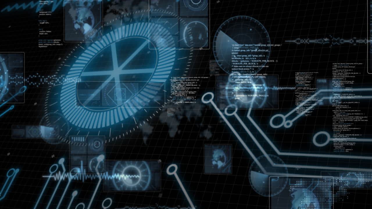animación del procesamiento de datos en una placa de circuitos informáticos