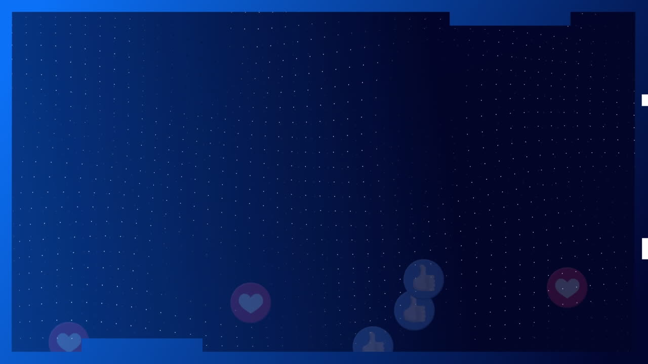 파란색 배경의 모양 위에 에모지 아이콘의 애니메이션