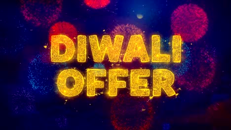 diwali offer text on colorful firework explosion particles.