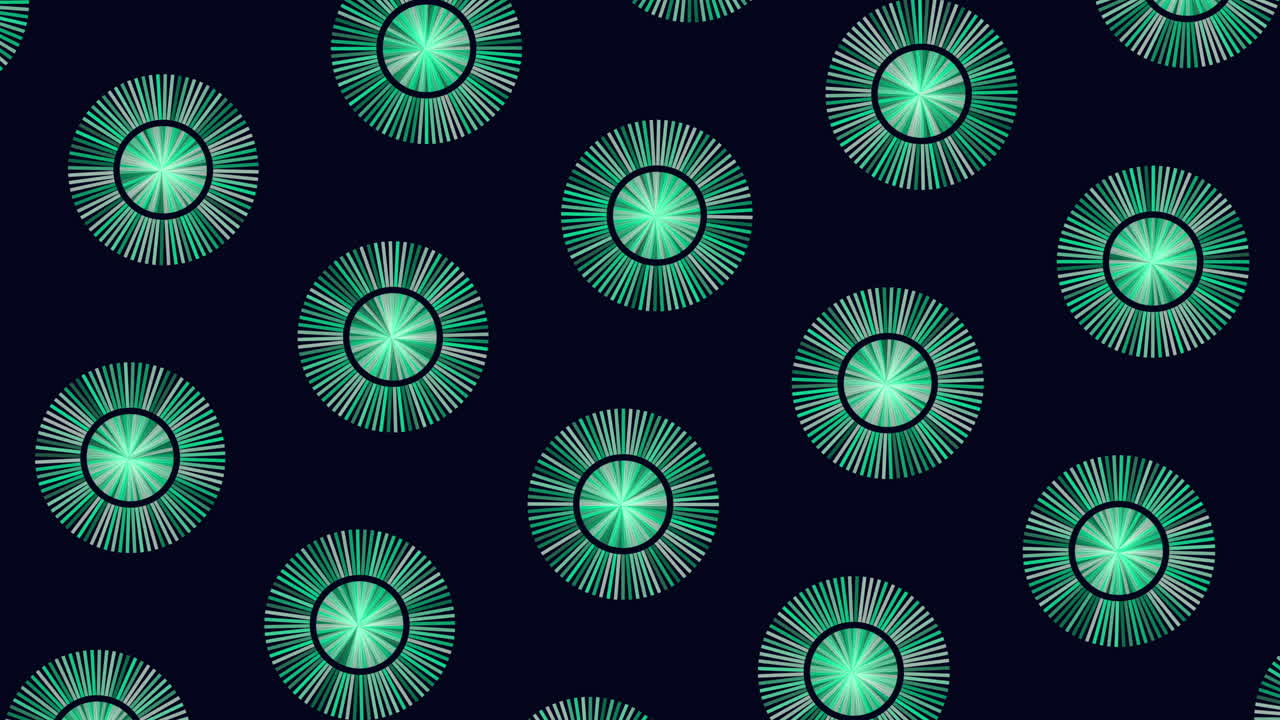 Circles pattern from colorful lines on black gradient