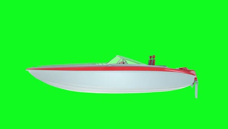 boat animation on green screen. motor boat sailing over waves, 4k