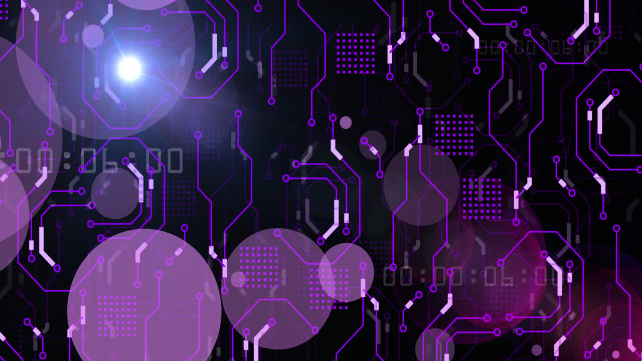 Animation of data processing on black background