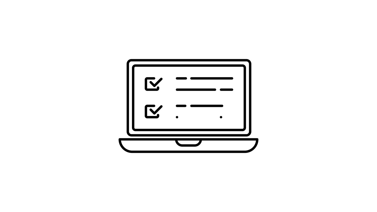 Animated Laptop Icon with Checklist Appearing on Screen