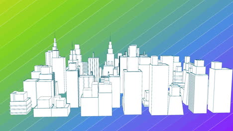 animation of model of city over rainbow