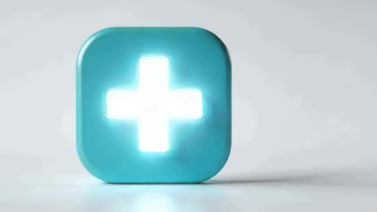 Pulsing turquoise rounded-square icon activating inner white plus glow on desk, signaling addition