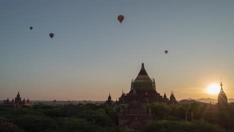 sunrise hot air balloons over bagan temples