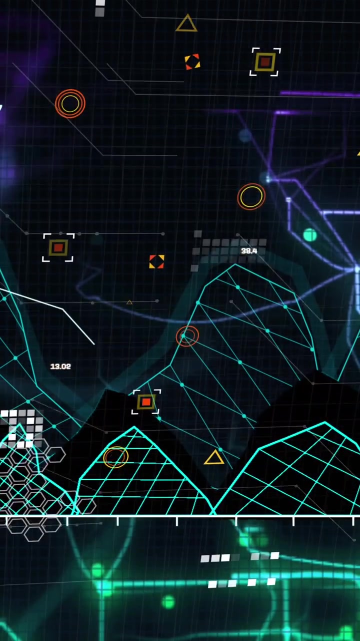 Animation of data processing over black background