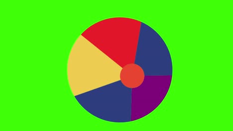 2d animated illustration of a colorful ball on a green screen