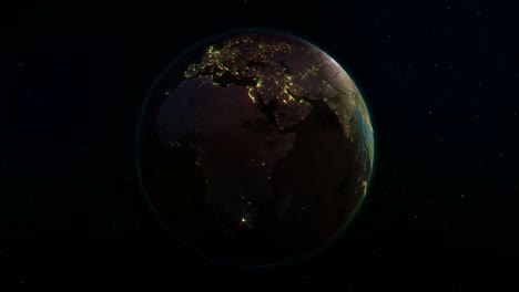 realistic earth rotating in space (loop). on the planet earth is visible the change of day and night