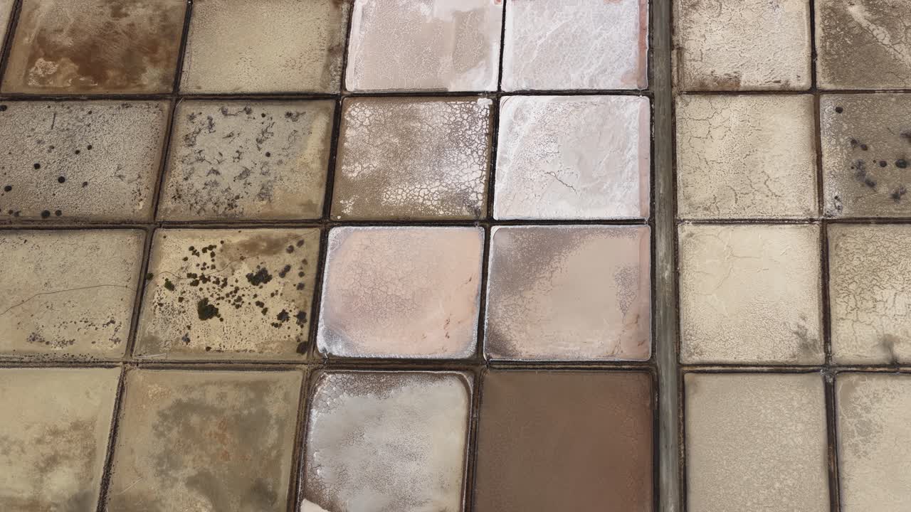 Aerial view of Salinas de Janubio salt flats in Lanzarote, serene and calm