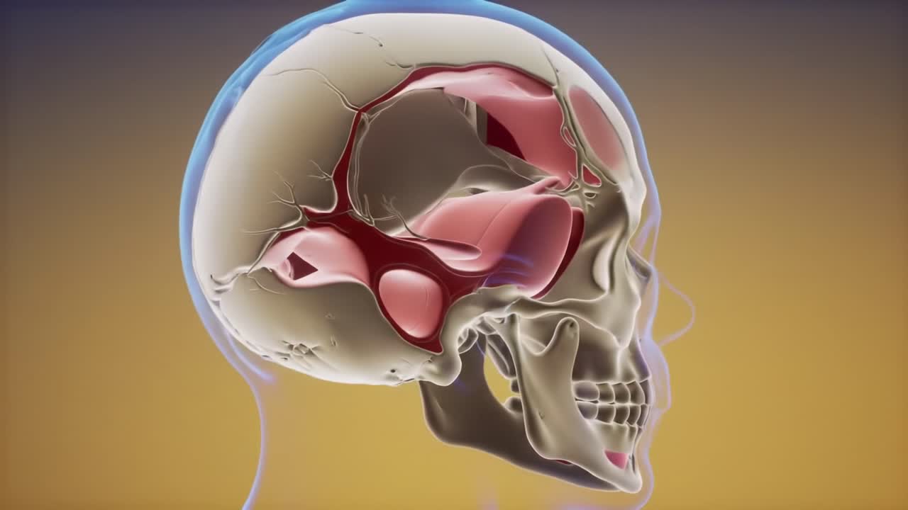 Detailed Anatomical Overview of a Human Skull Highlighting Facial Structures and Jaw Alignment in Two Distinct Views with Emphasis on Cranial Features