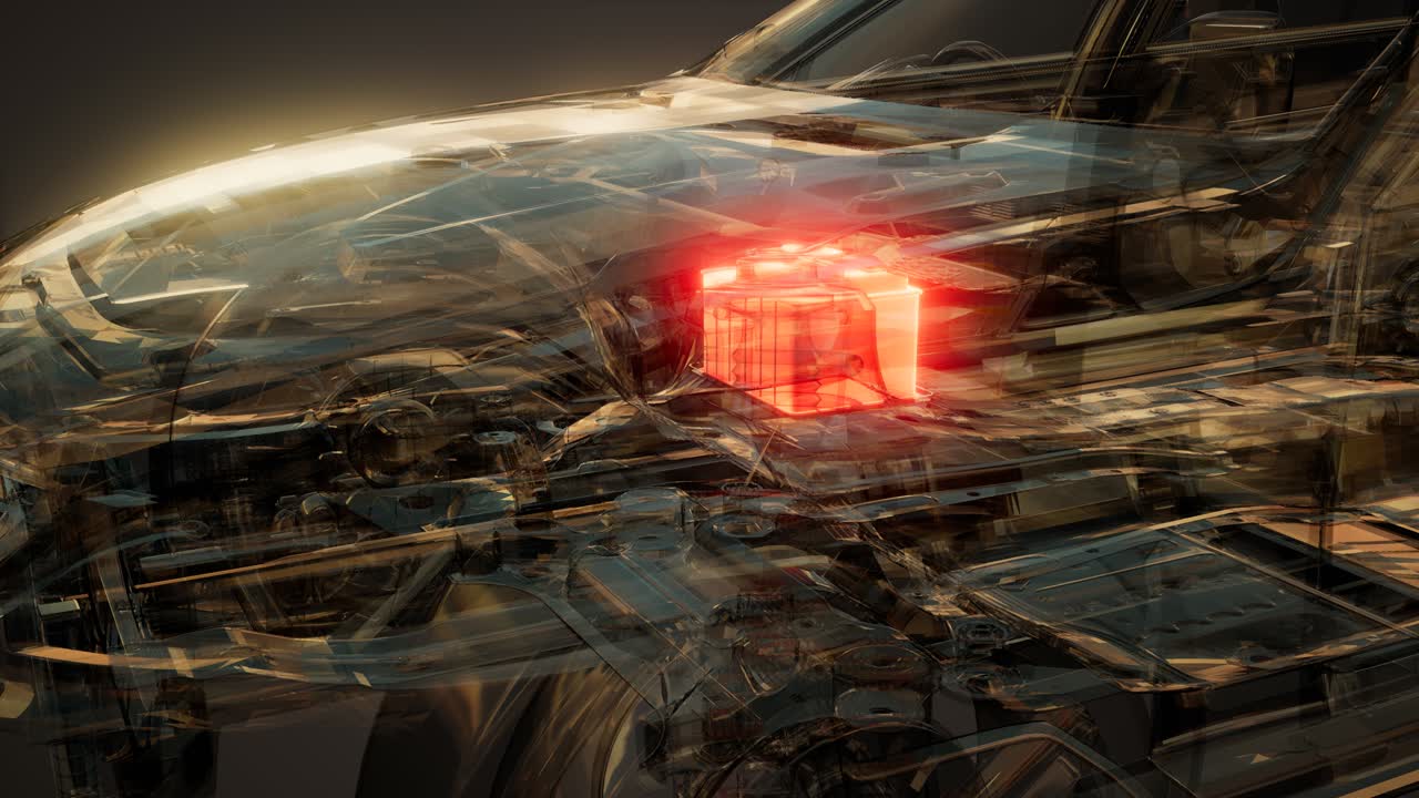 자동차 배터리가 자동차에서 보입니다.