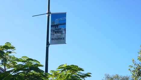 shot of bourke signage in bourke, nsw australia
