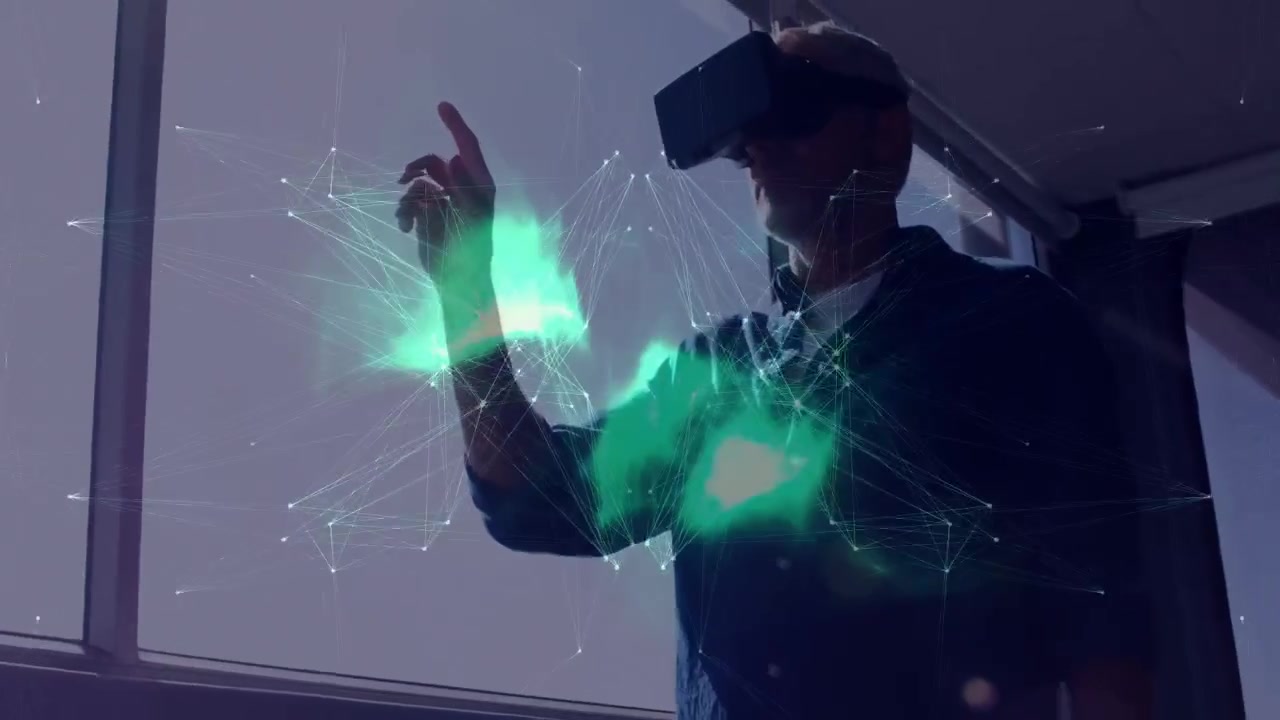 Animation of globe of network of connections over caucasian businesswoman using tablet