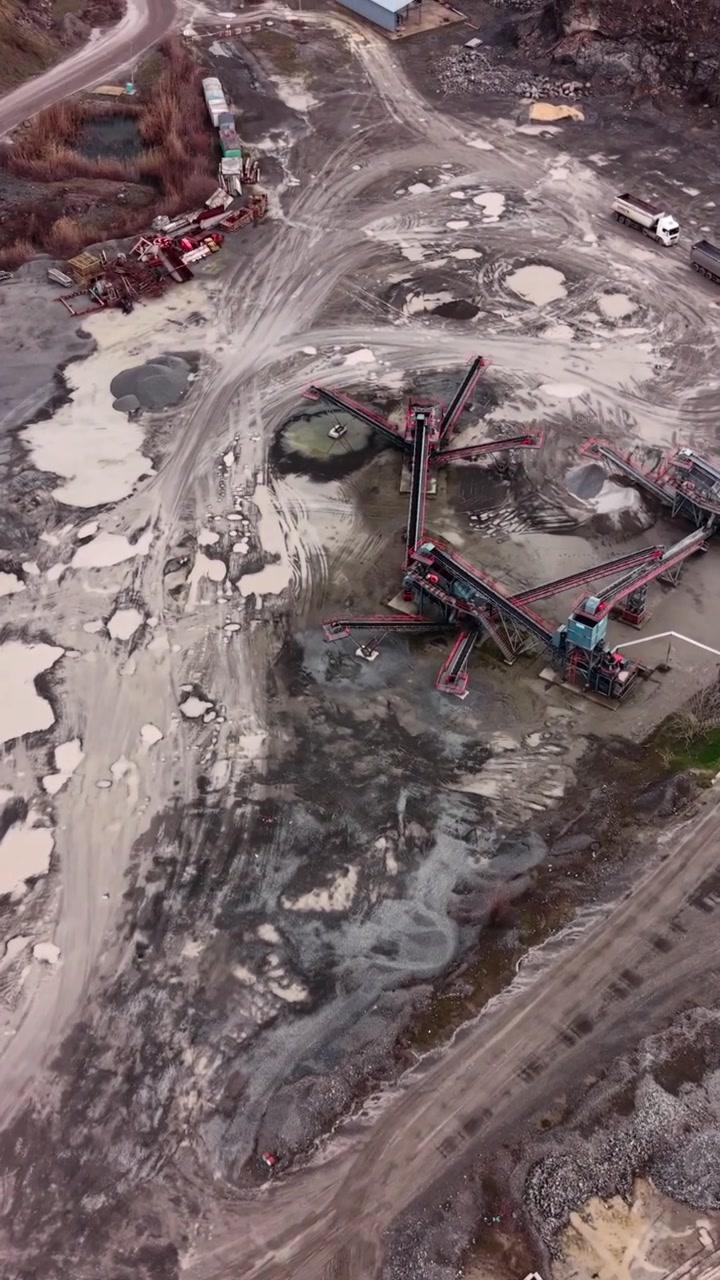 Aerial View of Industrial Stone Quarry and Processing Facility