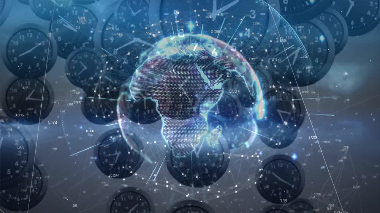 시계에 대한 연결 네트워크의 애니메이션