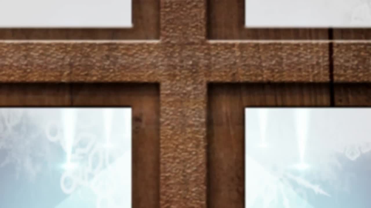 파란색 배경에 여러 개의 스 ⁇  조명에 대한 나무 창문 프레임