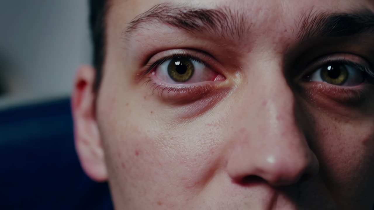 Close-up of a man's face with a surprised expression