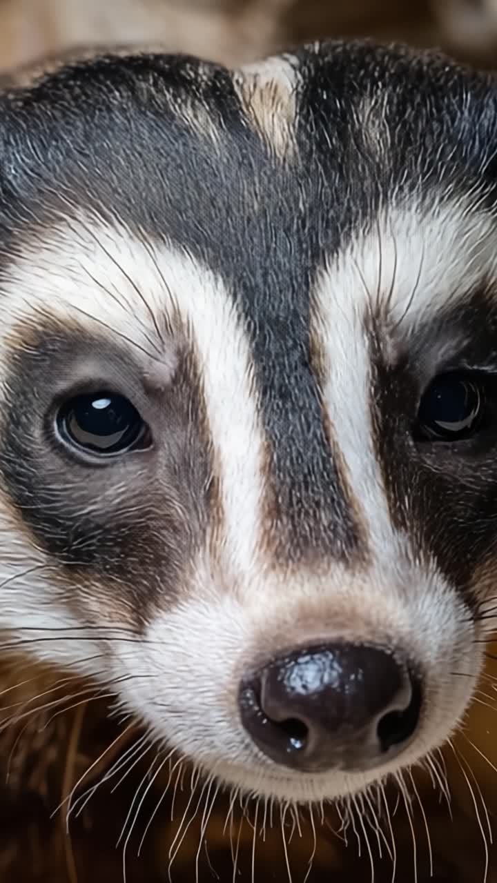 Un primo piano di un animale sorprendente con tratti facciali distintivi e occhi espressivi, catturato in due fotogrammi che ne evidenziano l'aspetto unico e il fascino
