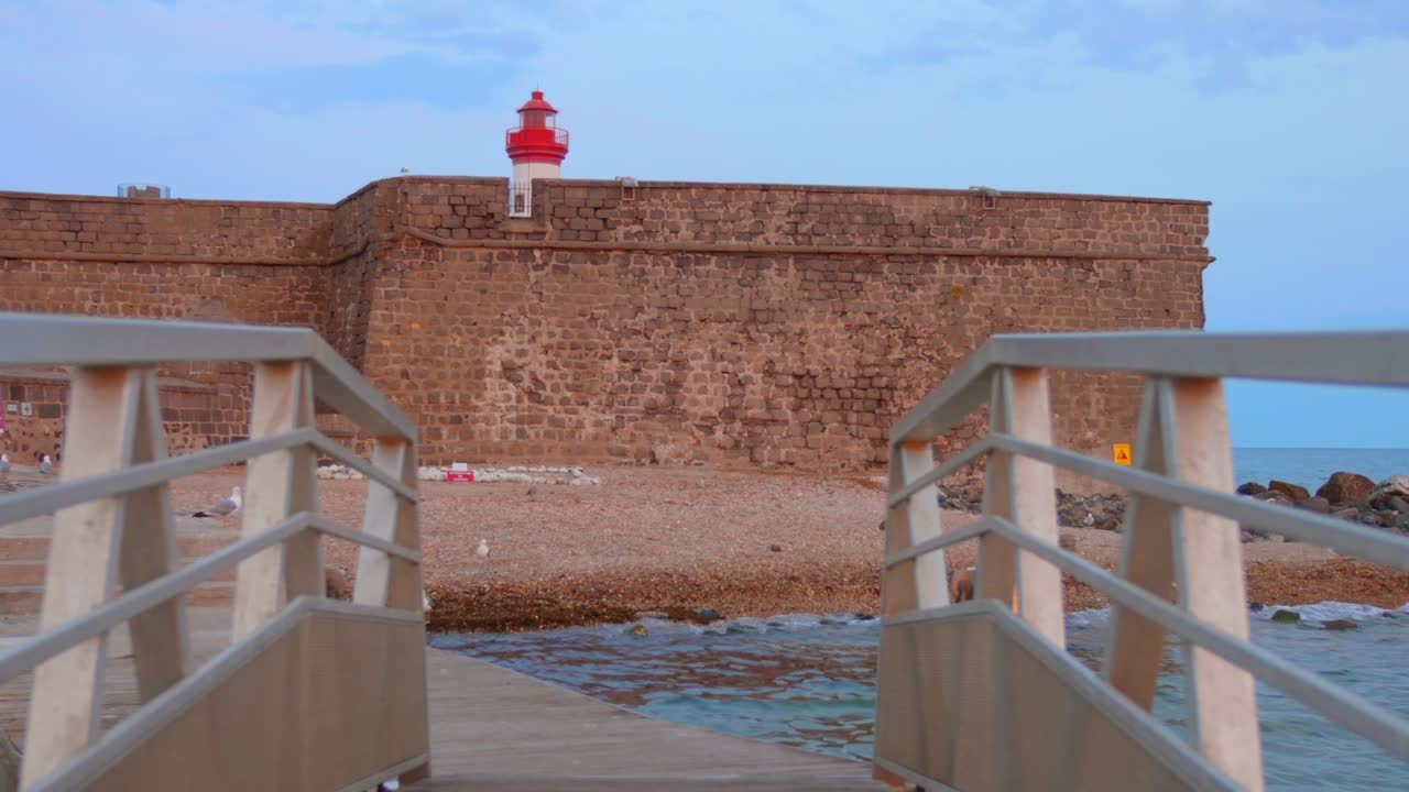 Shot of brick architecture Brescou Fort in Agde, France during dawn