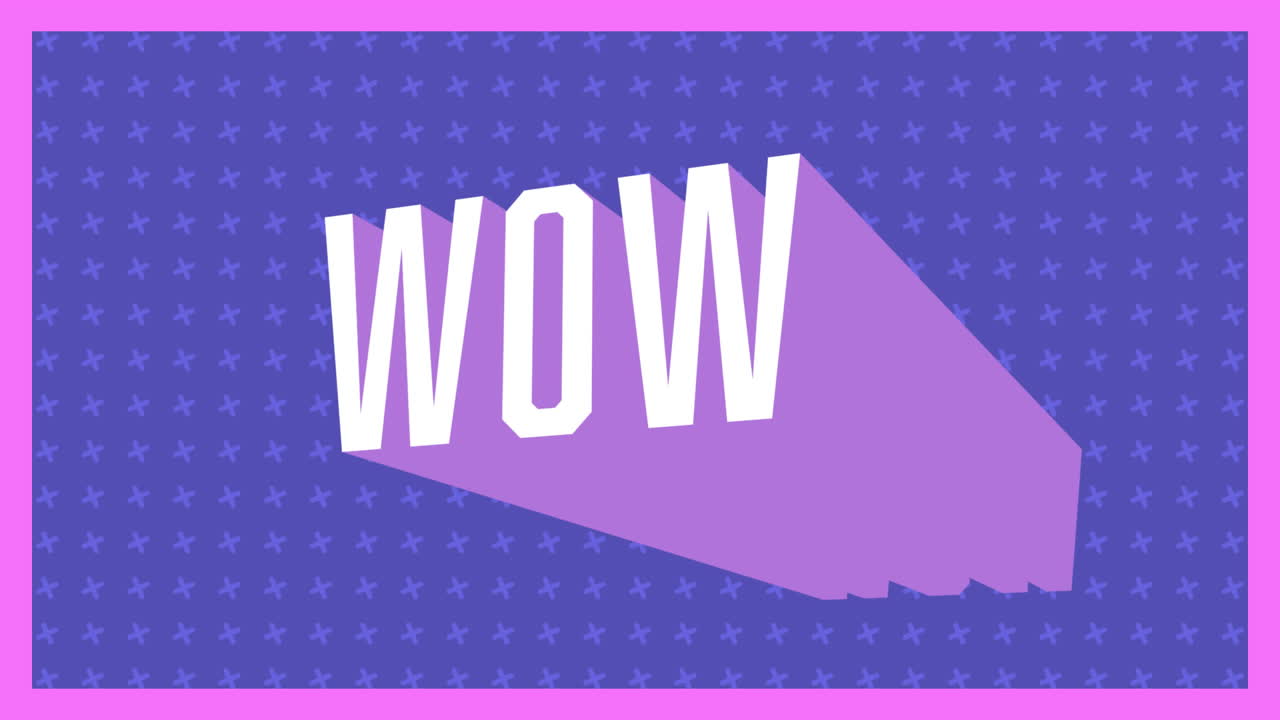 애니메이션 빈티지 비디오 게임 화면에 와우라는 단어가 적혀 있습니다.