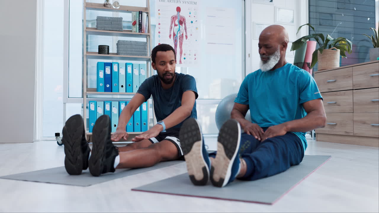 Rehabilitation, stretching legs
