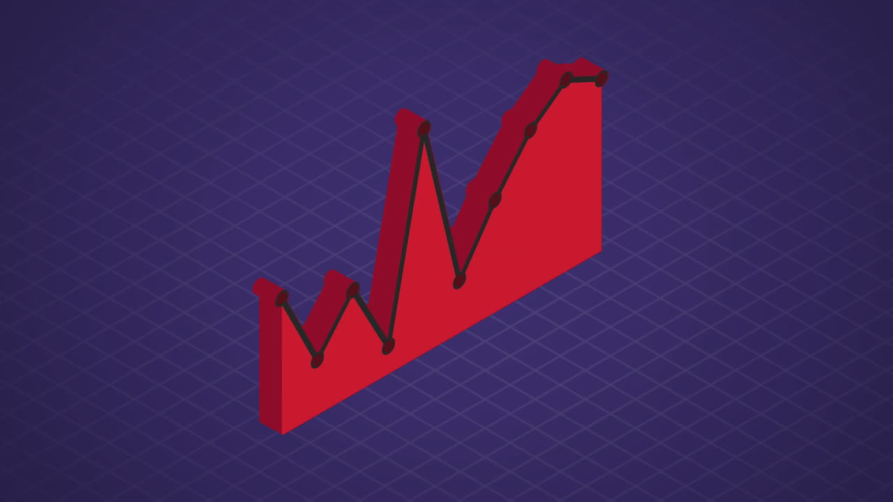 Red graph on blue grid background