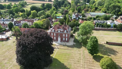 the hall large historical house in much hadham village hertfordshire england aerial view