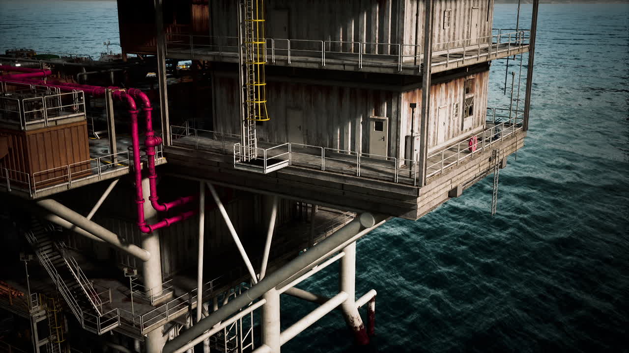 крупный план нефтяной платформы в океане