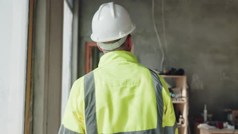 construction worker at interior building site