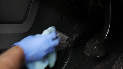 cleaning car footwell and pedals