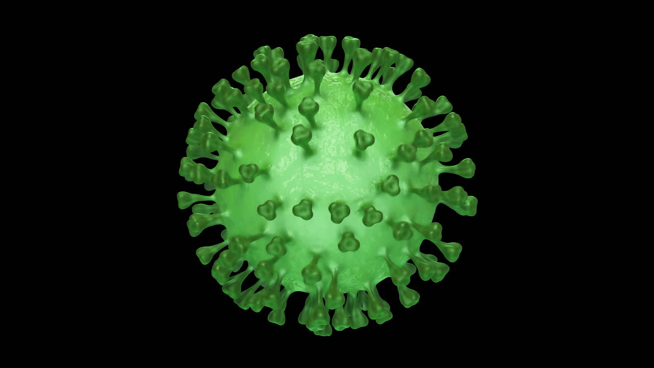 coronavirus verde en bucle giratorio con canal alfa