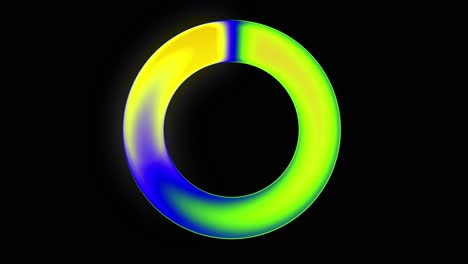 seamless loop rotating colorful psychedelic ring on black background