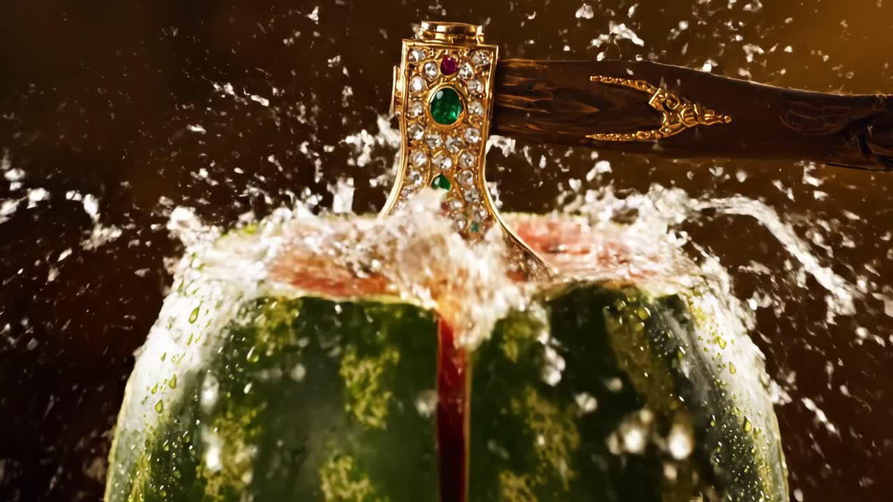 Jeweled Axe Cutting Watermelon
