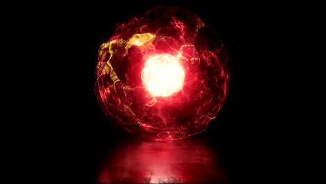 ball of energy and plasma in the core of the reactor. thermonuclear fusion with pulsating plasma flows. looped