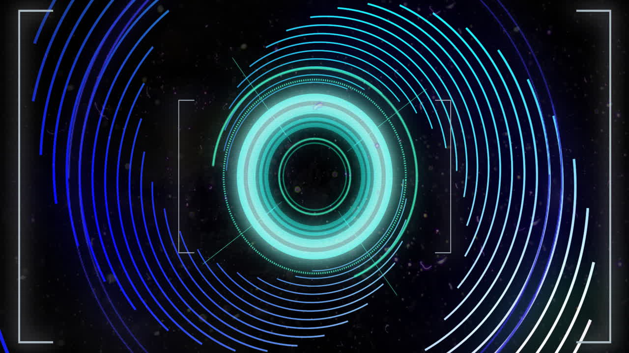 Animation of scope scanning over spinning lines on black background