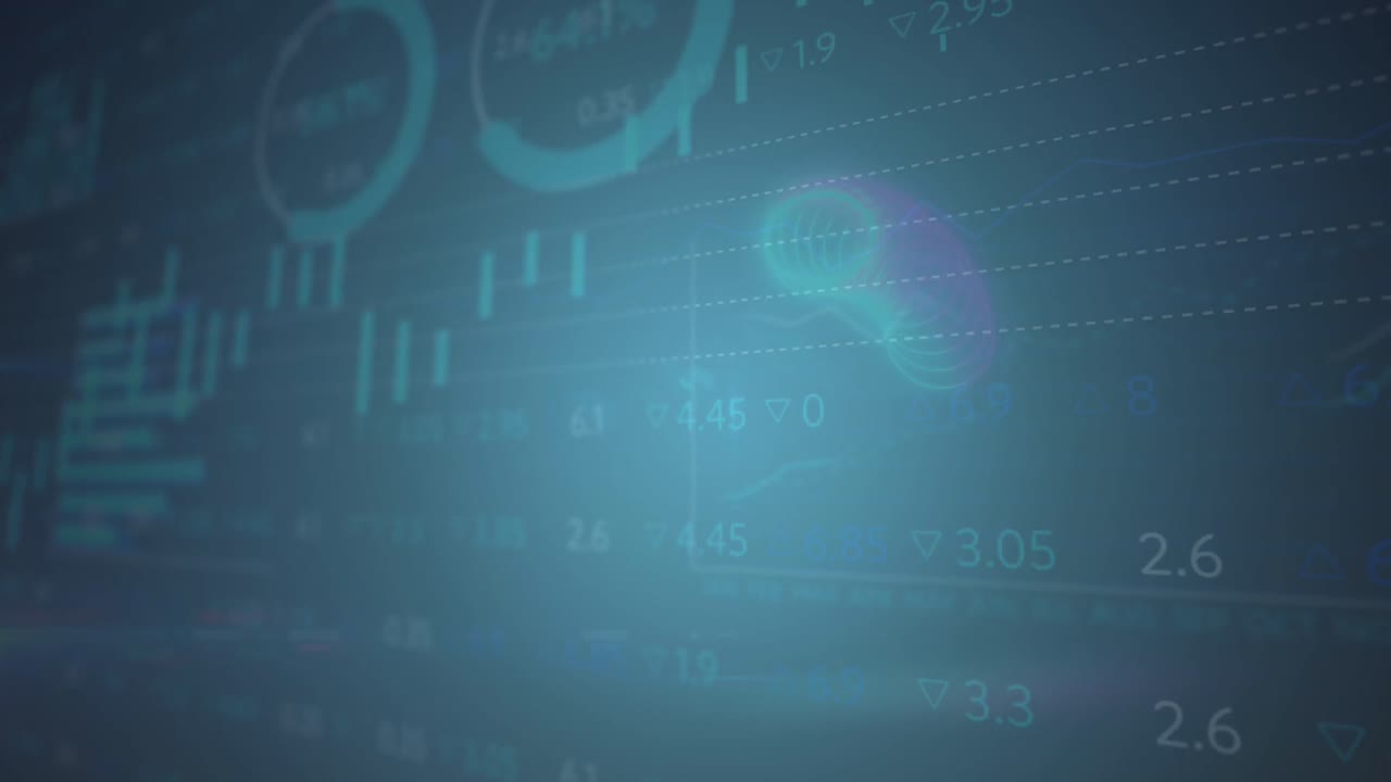 animación de círculos en múltiples gráficos y tablero de negociación contra fondo azul