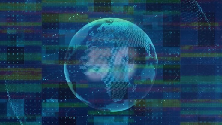 5G text against globe