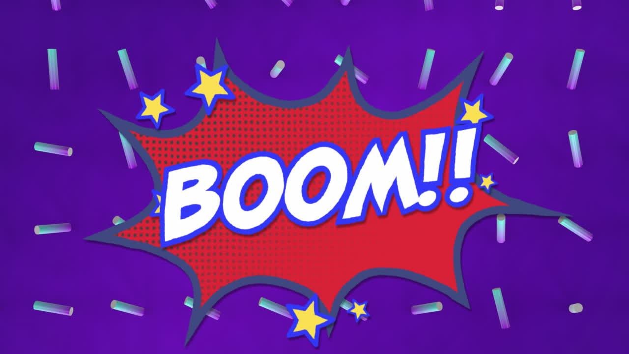 파란색과 보라색의 원통 모양의 일련의 모양이 보라색 바탕에 형성되어 움직입니다.