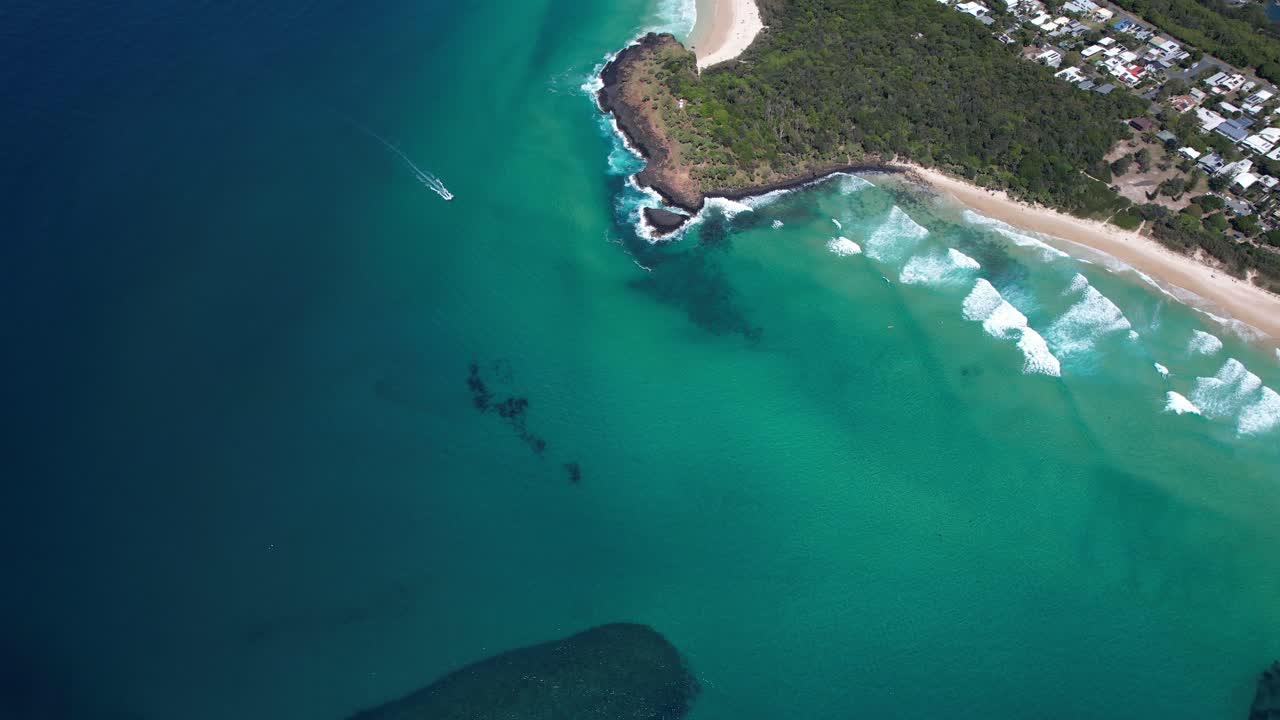 Drone Shot Over Fingal Headland And Beach In New South Wales, Australia