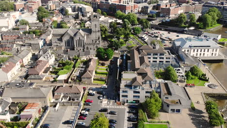 aerial view of limerick city downtown and st