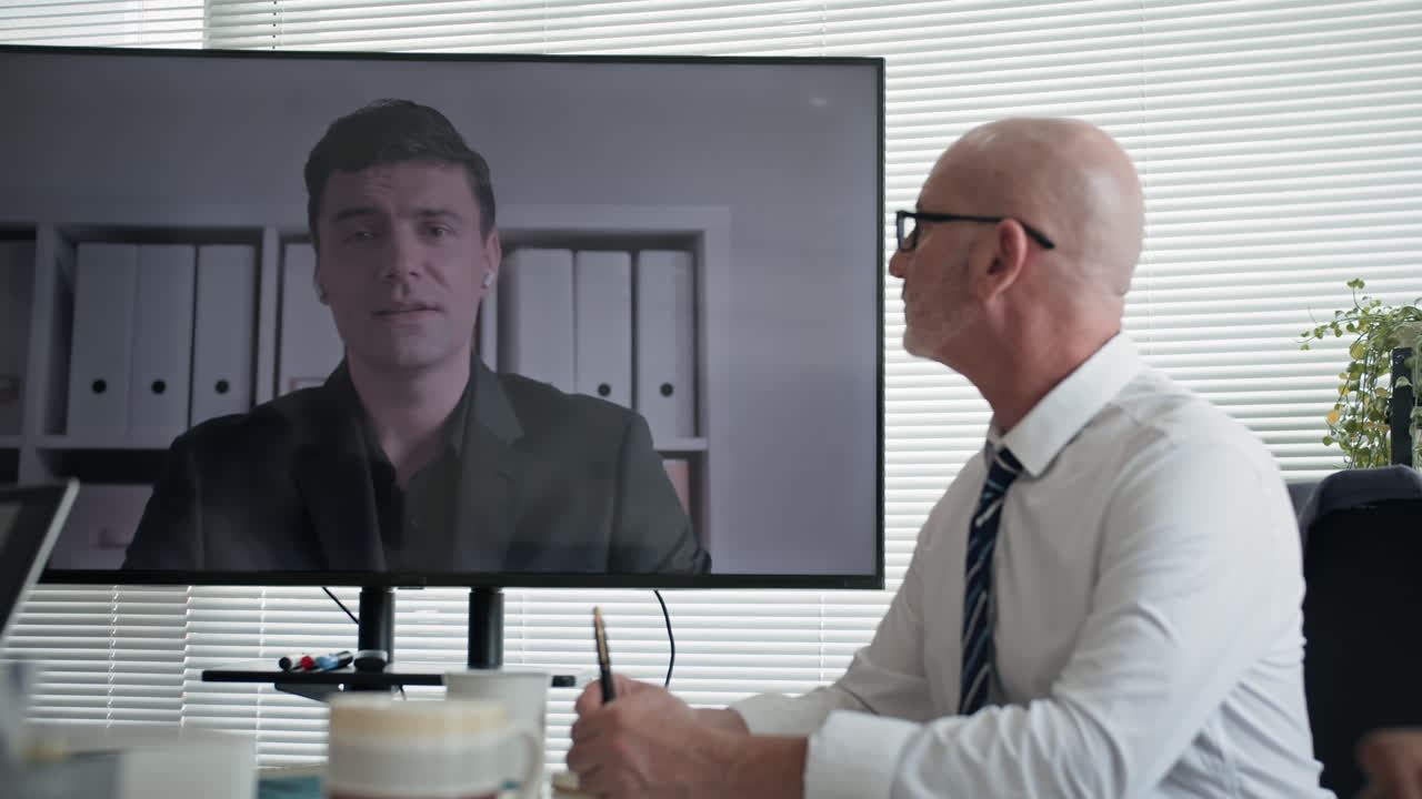 Team Having Video Call with Remote Coworker